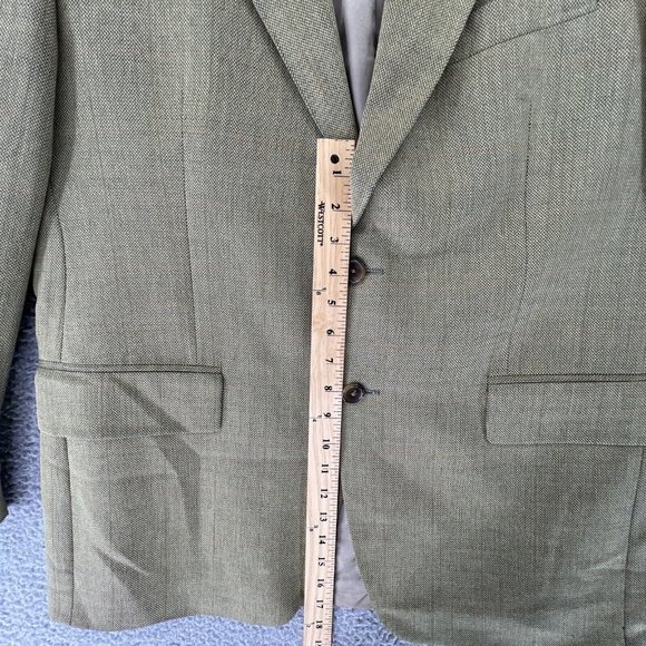Vintage Chaps Ralph Lauren Men's 2 Button 44 R Silk Wool Plaid Green Sports Coat - Picture 7 of 14
